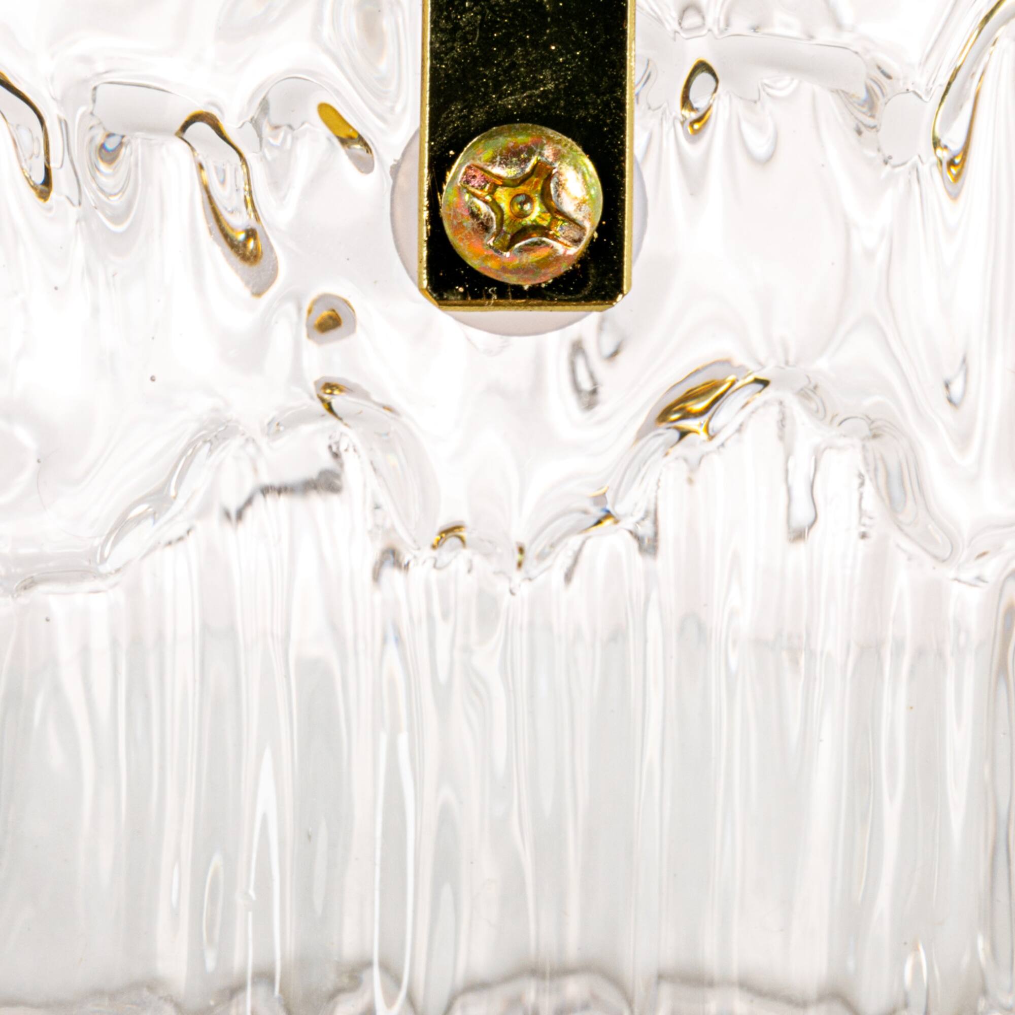 Hello Honey 24-Ounce Textured Glass Ice Bucket with Gold Finish Handle and Tongs, Clear/Gold